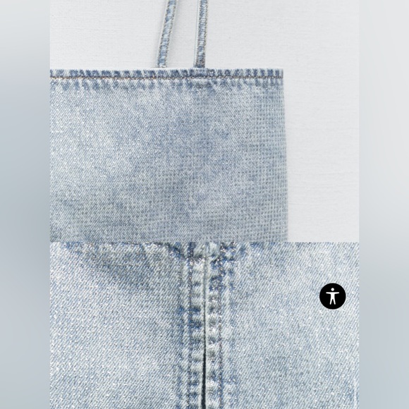 Zara NWT Rhinestone Jewel Denim Crop Top XS - Picture 7 of 12